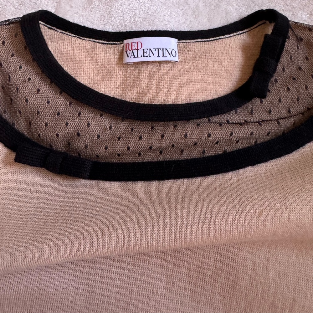 RED Valentino Black and Cream Mini Dress